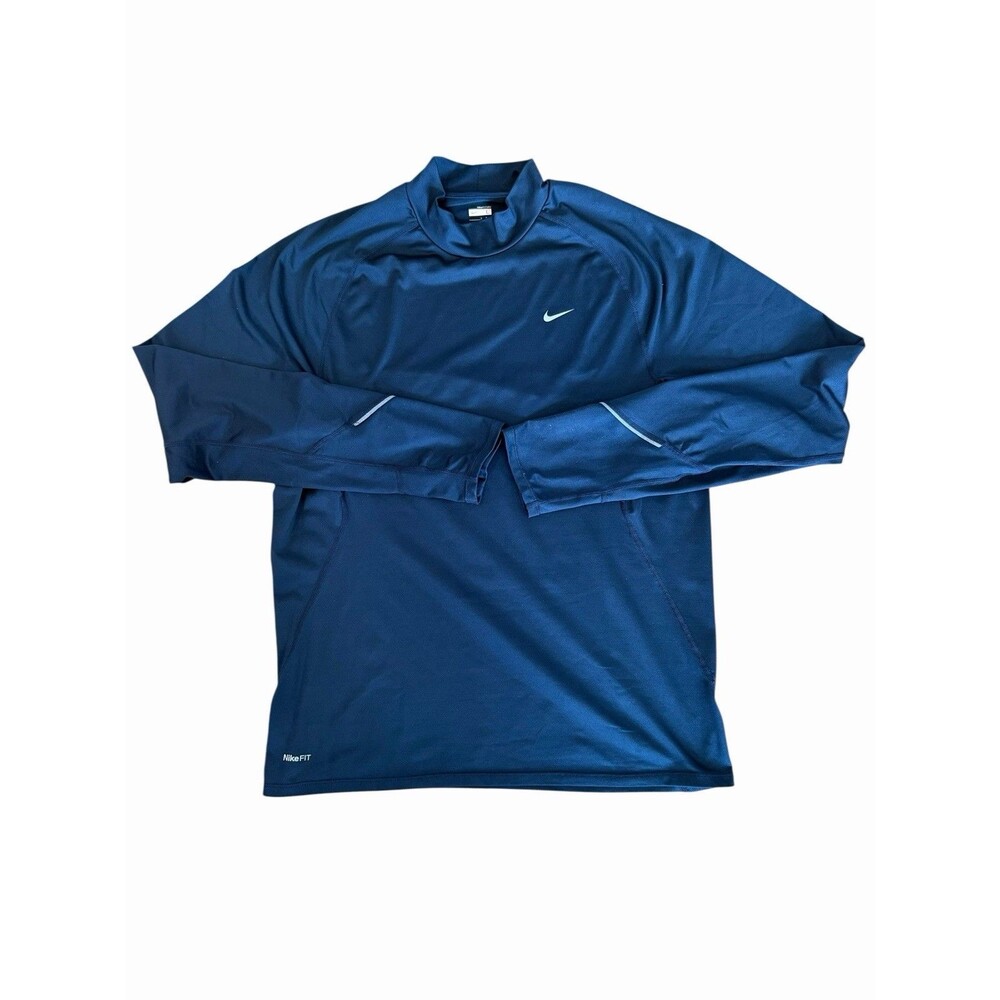 Nike Fit Dry Mens Large Running Long Sleeve Black Top Shirt Fit Dry Thumb Holes